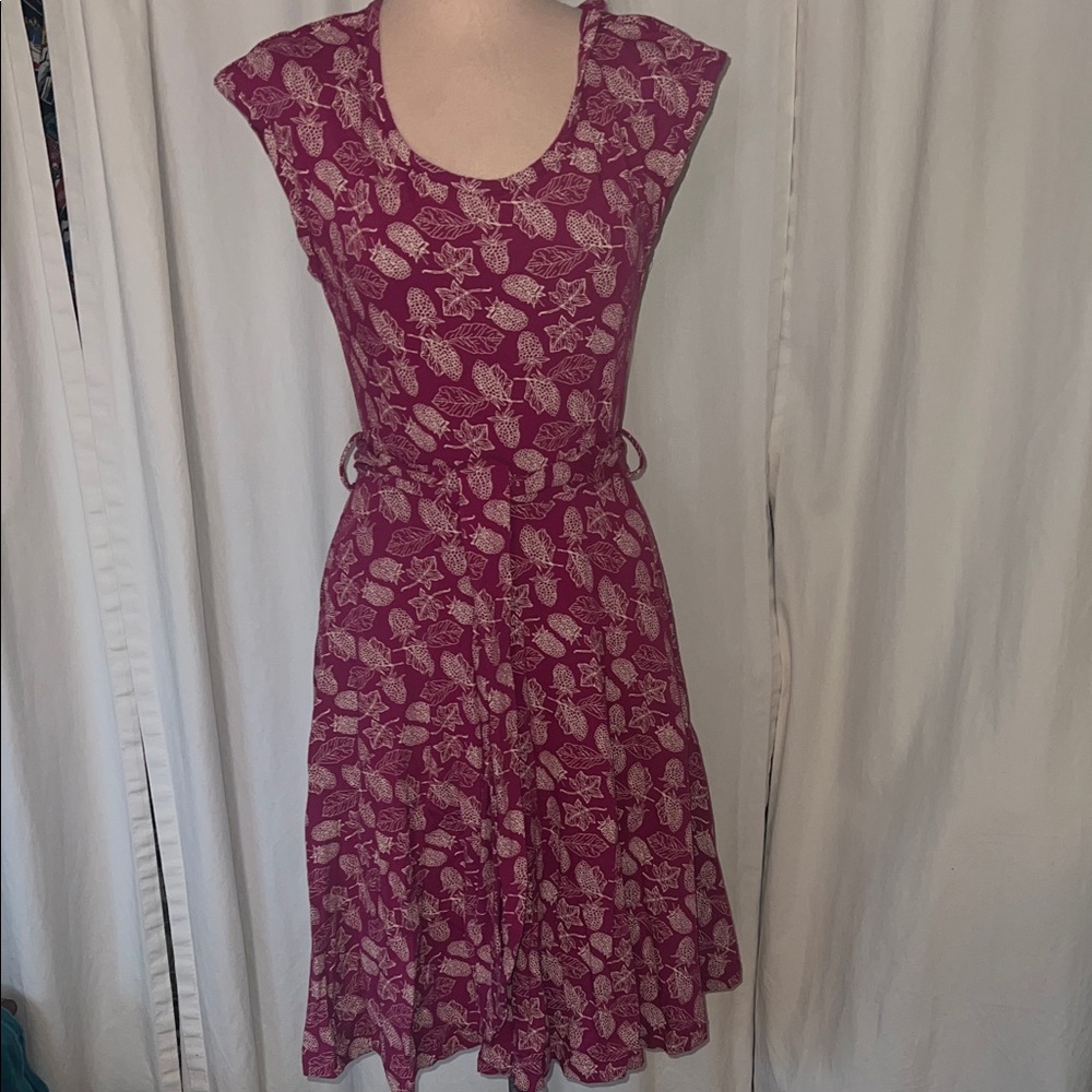 Effie’s Heart fuchia Patterned Dress berry design timeless fit flare comfort